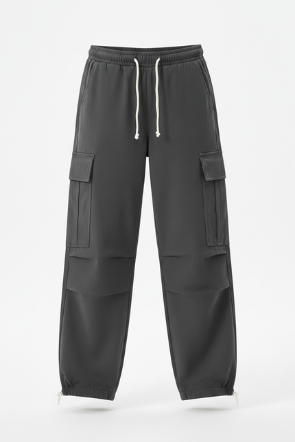 Pantalon Parachute Gris Cargo Ample Décontracté Coton - vue 3