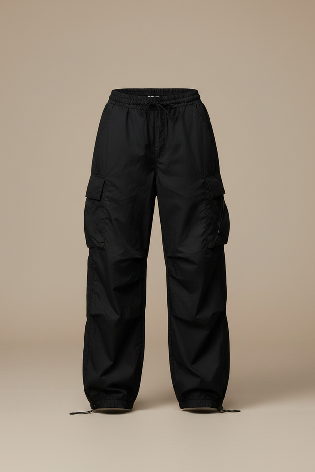 Pantalon Parachute Taille Haute - Noir Polyester - vue 3