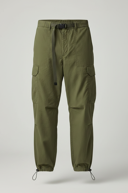 Pantalon Parachute Kaki Ample Cargo Ceinture Homme - Polyester - vue 3