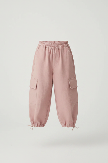 Pantalon Parachute Rose Cargo Coton Ample Fille - vue 3