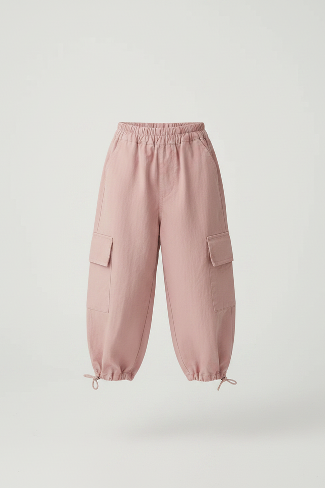 Pantalon Parachute Rose Cargo Coton Ample Fille - vue 3