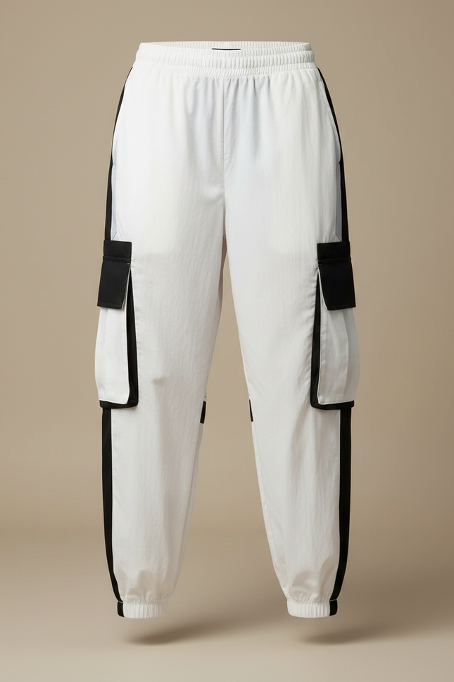 Pantalon Parachute Bicolore Cargo Femme Techwear Ample - Multicolore Polyester - vue 3