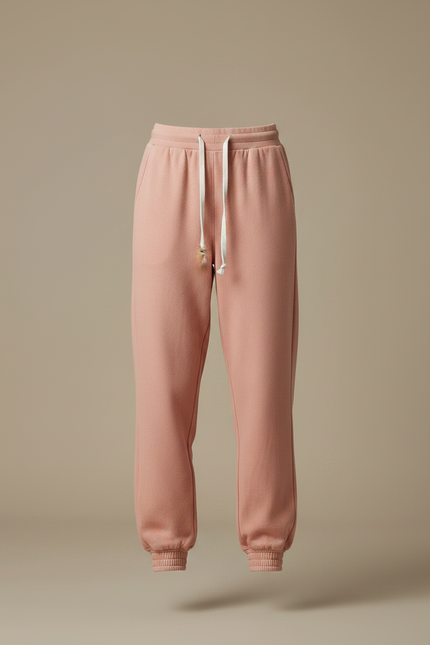 Pantalon Parachute Rose Décontracté Ample Coton Molletonné - vue 3