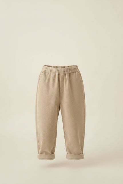 Pantalon Parachute Beige Côtelé Ample Élastiqué Enfant - Cordé - vue 3