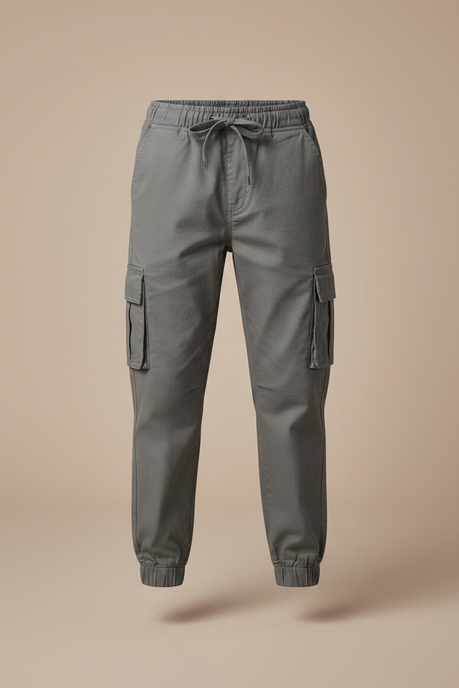 Pantalon Parachute Gris Coton Ample Cargo Enfant - vue 3