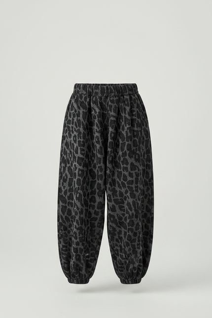 Pantalon Parachute Léopard Gris Ample Enfant Molletonné - Imprimé - vue 3