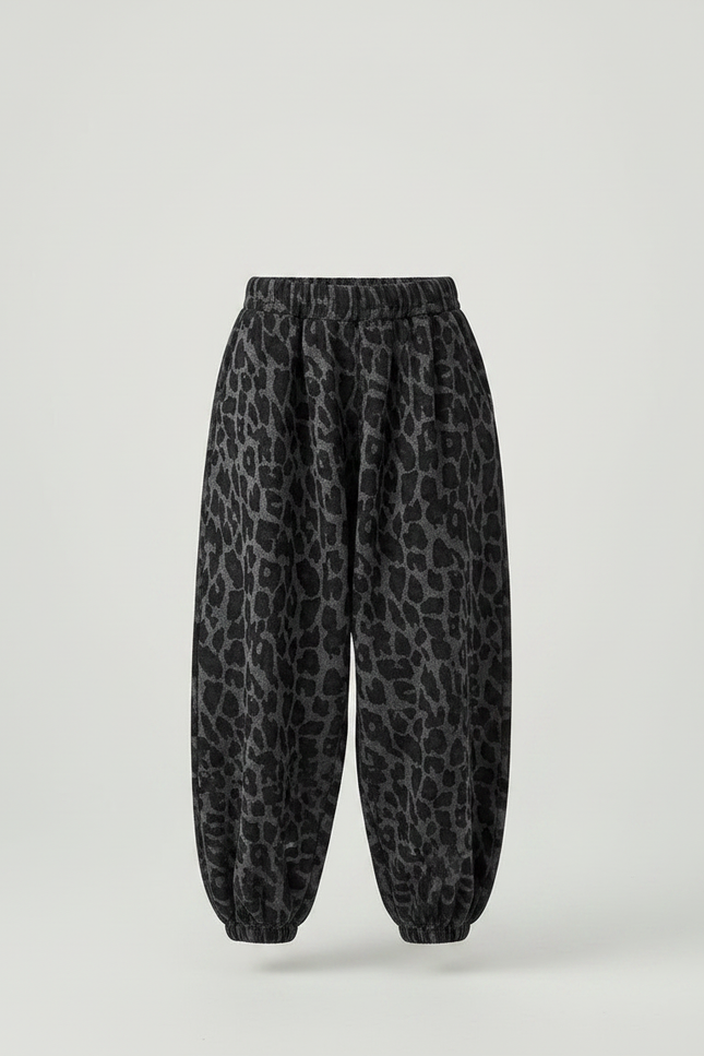 Pantalon Parachute Léopard Gris Ample Enfant Molletonné - Imprimé - vue 3
