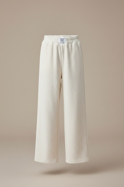 Pantalon Parachute Crème Côtelé Ample Confortable Enfant - Beige Cordé - vue 3