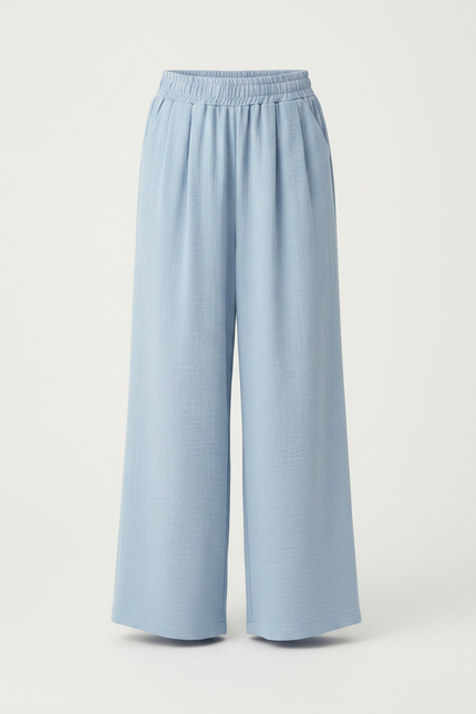 Pantalon Parachute Bleu Ciel Ample Fluide Décontracté Femme - Viscose - vue 3