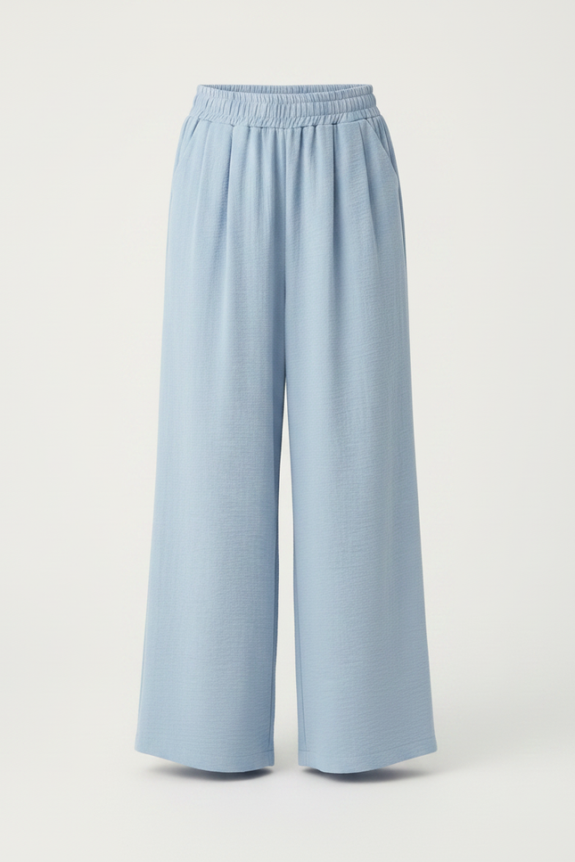 Pantalon Parachute Bleu Ciel Ample Fluide Décontracté Femme - Viscose - vue 3