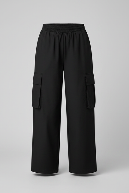 Pantalon Parachute Noir Ample Cargo Enfant - Polyester - vue 3