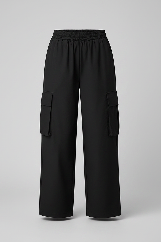 Pantalon Parachute Noir Ample Cargo Enfant - Polyester - vue 3