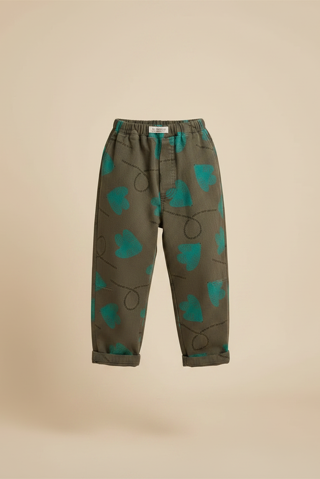 Pantalon Parachute Kaki Imprimé Cœurs Décontracté Garçon - Coton - vue 3
