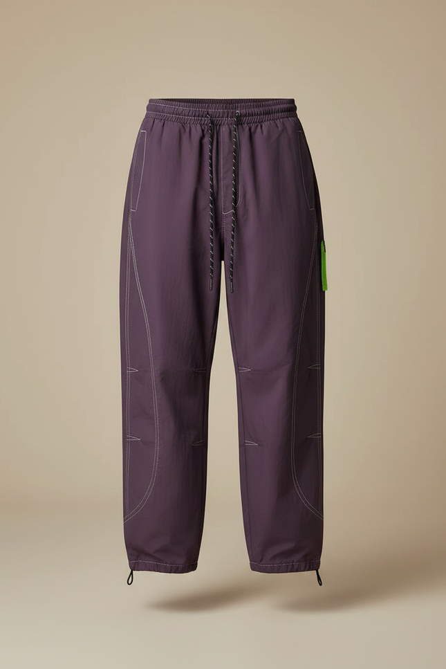 Pantalon Parachute Violet Ample Décontracté Cordon Homme - Polyester - vue 3