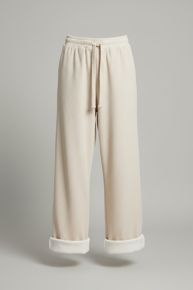 Pantalon Parachute Beige Côtelé Ample Doublé Polaire - Cordé - vue 3