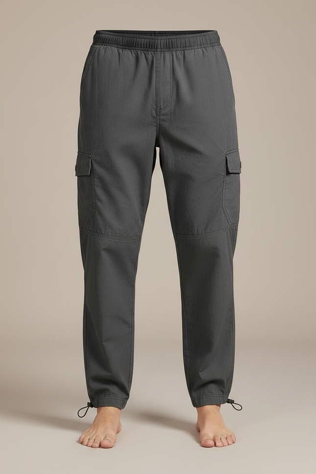 Pantalon Parachute Homme Gris Cordon Ample Cargo - Polyester - vue 3
