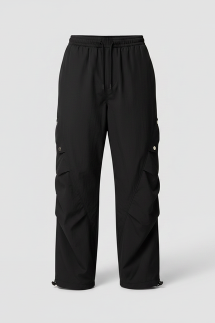 Pantalon Parachute Homme Noir Resserré Aux Chevilles Nylon Streetwear - Polyester - vue 3