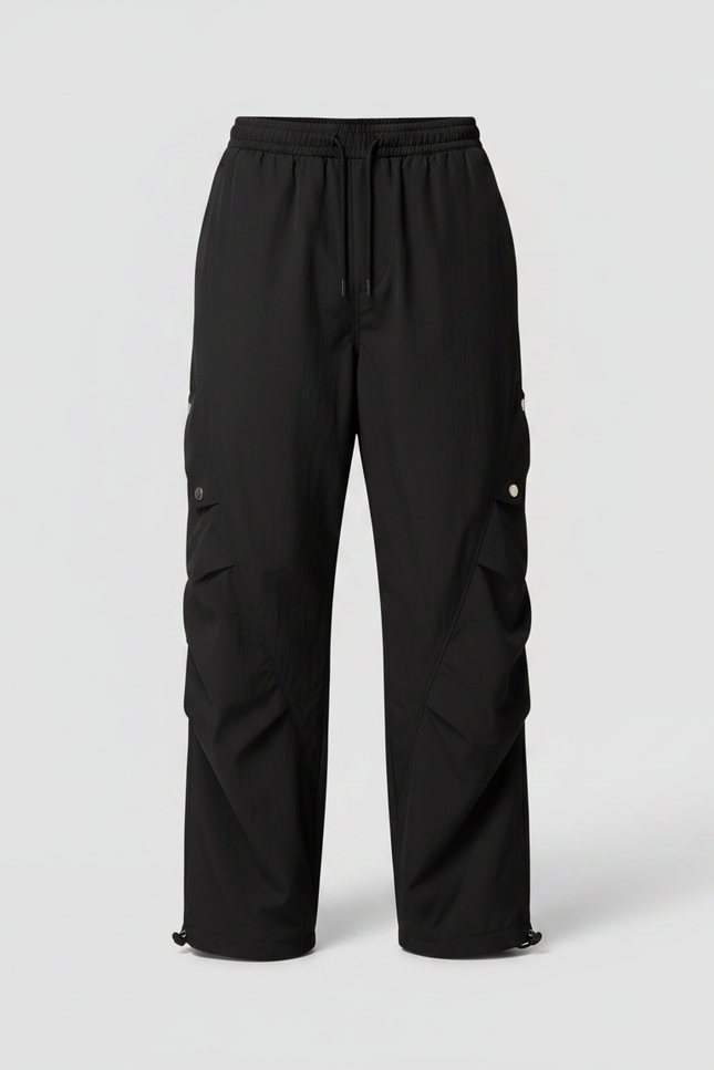 Pantalon Parachute Homme Noir Resserré Aux Chevilles Nylon Streetwear - Polyester - vue 3