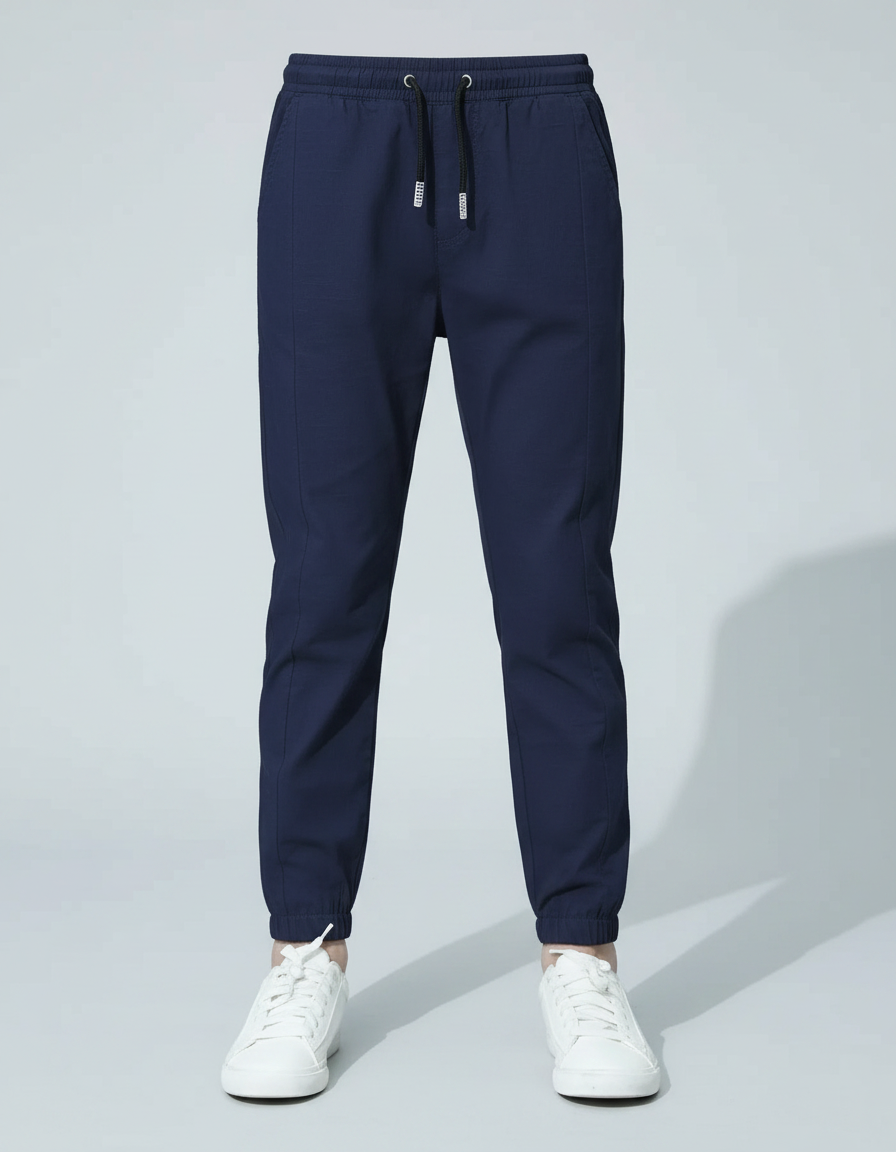 Pantalon Parachute Marine Cordon Décontracté Coton - vue 2