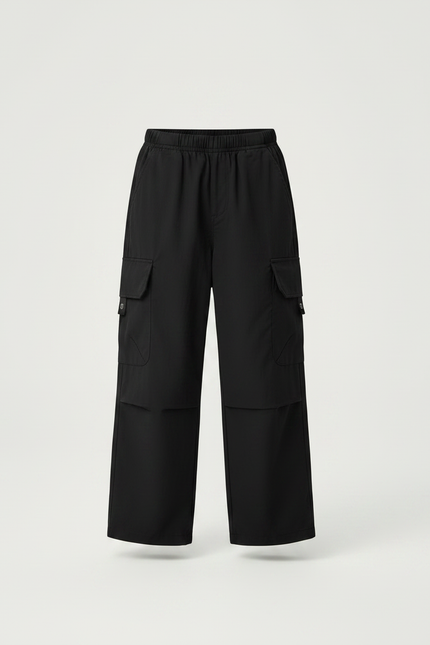 Pantalon Parachute Noir Cargo Ample Garçon - Polyester - vue 3