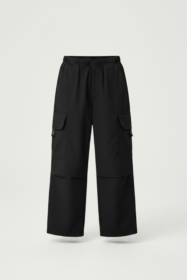 Pantalon Parachute Noir Cargo Ample Garçon - Polyester - vue 3