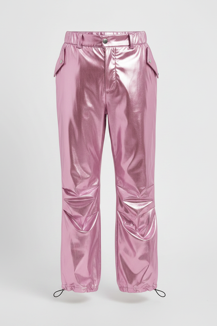 Pantalon Parachute Métallique Rose Ample Brillant Garçon - Polyester - vue 3