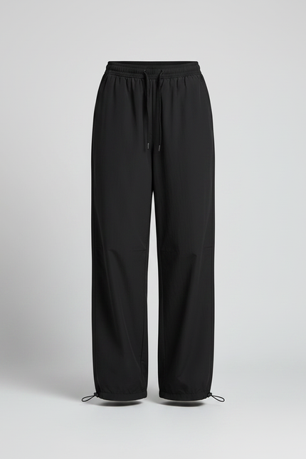 Pantalon Parachute Noir Ample Fluide Décontracté - Polyester - vue 3