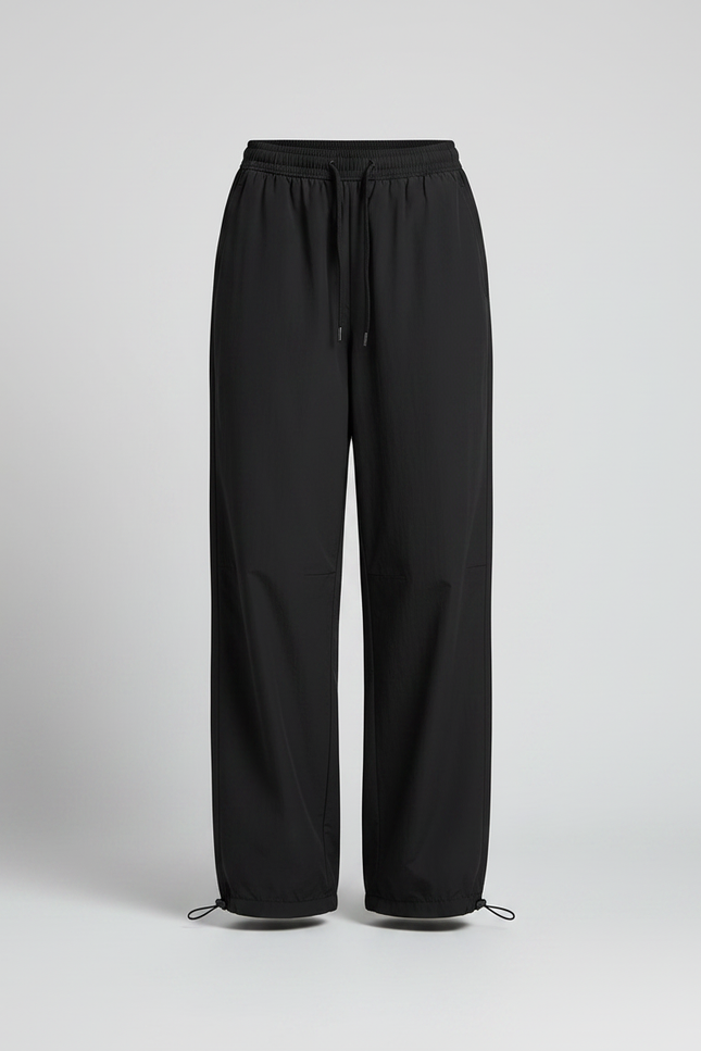 Pantalon Parachute Noir Ample Fluide Décontracté - Polyester - vue 3