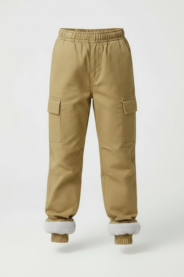 Pantalon Parachute Kaki Cargo Ample Enfant Doublé - Coton - vue 3
