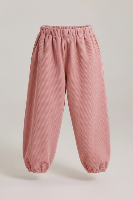 Pantalon Parachute Côtelé Rose Ample Enfant - Cordé - vue 3