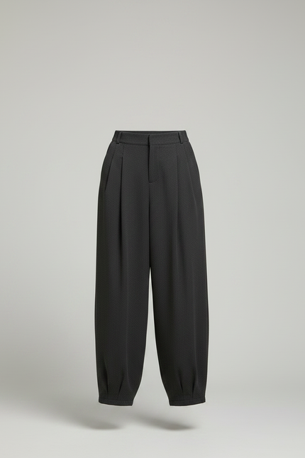 Pantalon Parachute Gris Ample Plissé Chic Femme - Polyester - vue 3
