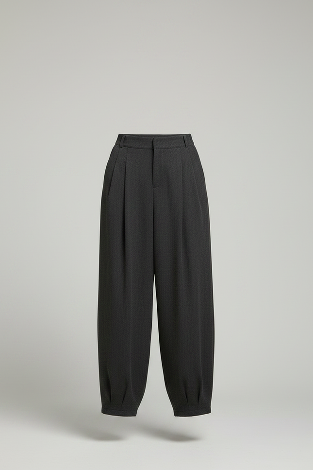Pantalon Parachute Gris Ample Plissé Chic Femme - Polyester - vue 3