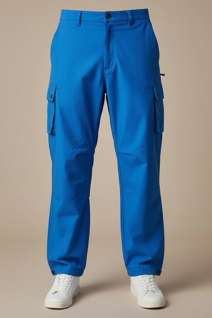 Pantalon Parachute Bleu Électrique Ample Cargo Homme - Polyester - vue 3