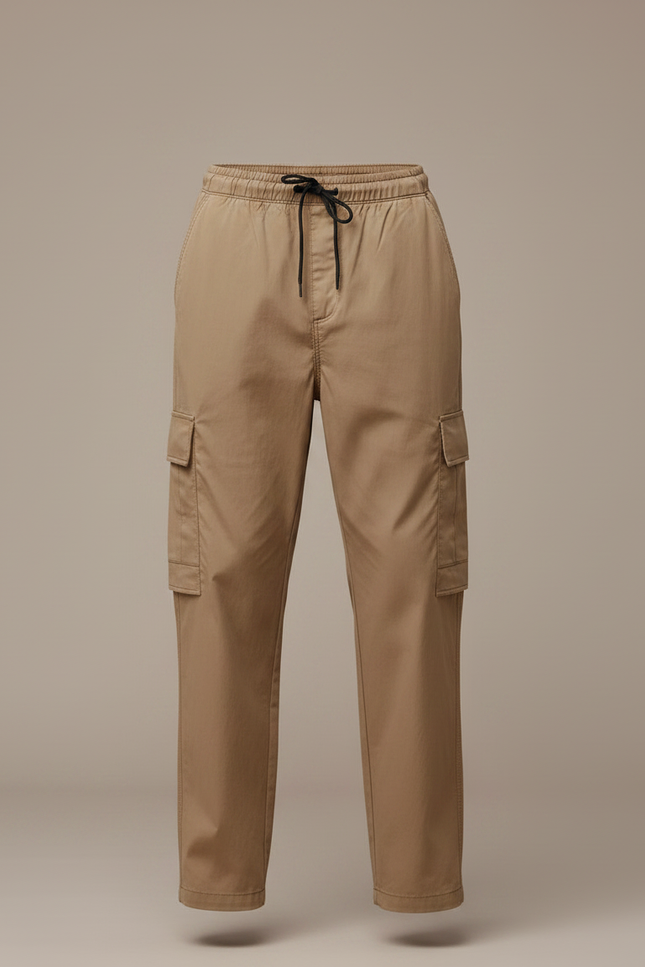 Pantalon Parachute Kaki Cargo Lâche Décontracté Cordon Homme - Coton - vue 3