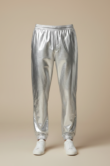 Pantalon Parachute Argenté Métallisé Ample Brillant Homme - Polyester - vue 3