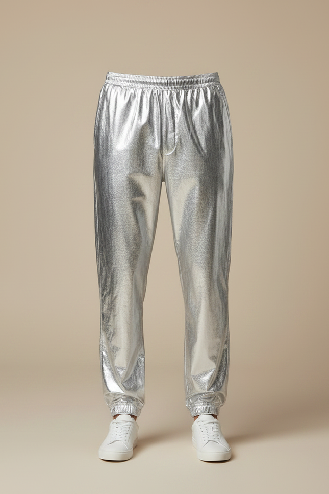 Pantalon Parachute Argenté Métallisé Ample Brillant Homme - Polyester - vue 3
