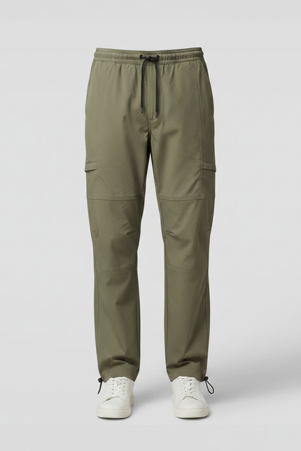 Pantalon Parachute Vert Ample Cargo Homme Léger - Kaki Polyester - vue 3