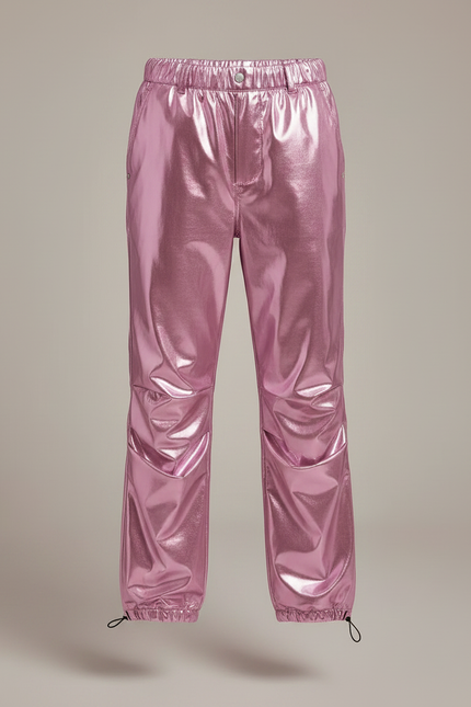 Pantalon Parachute Rose Métallique Ample Brillant Enfant - Polyester - vue 3