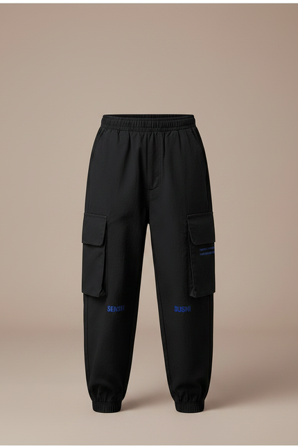 Pantalon Parachute Noir Cargo Ample Enfants Urbain - Polyester - vue 3