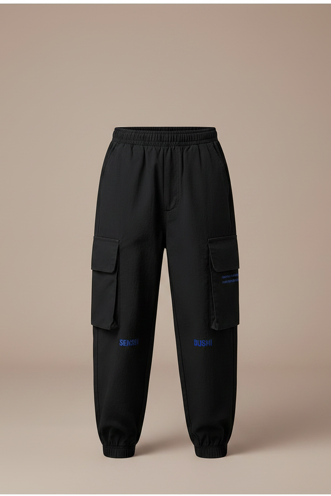 Pantalon Parachute Noir Cargo Ample Enfants Urbain - Polyester - vue 3