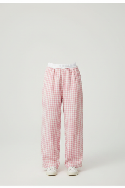 Pantalon Parachute Rose Vichy Ample Coton Enfant - vue 3