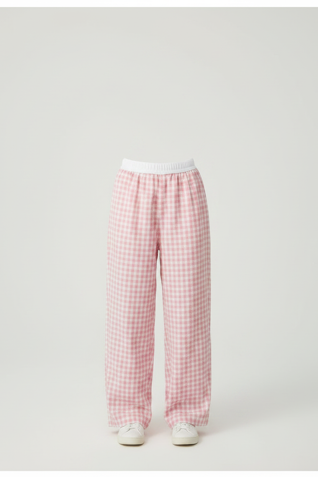 Pantalon Parachute Rose Vichy Ample Coton Enfant - vue 3