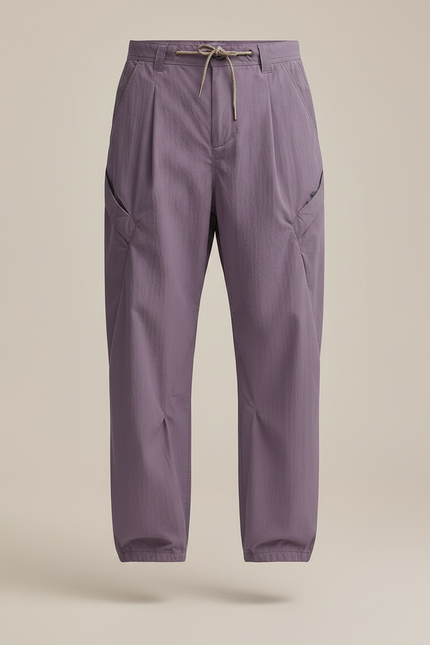 Pantalon Parachute Violet Ample Décontracté Cordon Léger - Polyester - vue 3