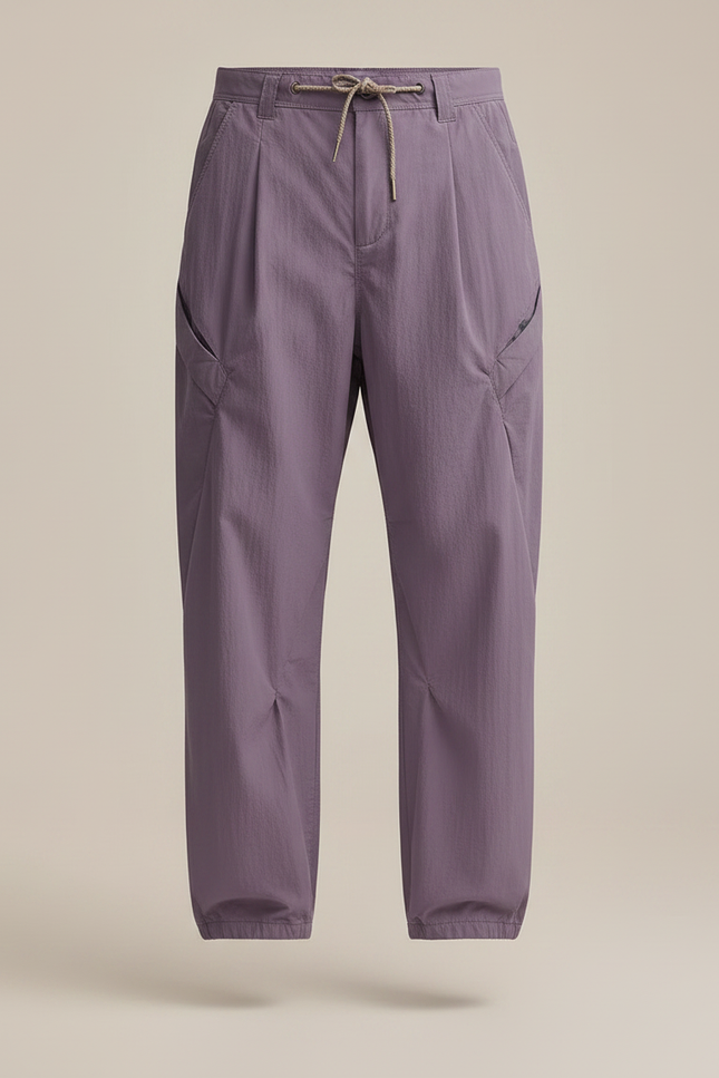 Pantalon Parachute Violet Ample Décontracté Cordon Léger - Polyester - vue 3