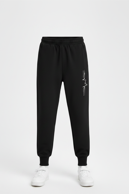 Pantalon Parachute Noir Éclair Sport Garçon Coton - Molleton - vue 3