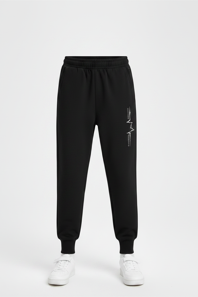 Pantalon Parachute Noir Éclair Sport Garçon Coton - Molleton - vue 3