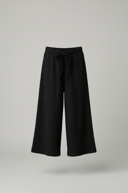 Pantalon Parachute Noir Côtelé Ample Décontracté Fille - Cordé - vue 3