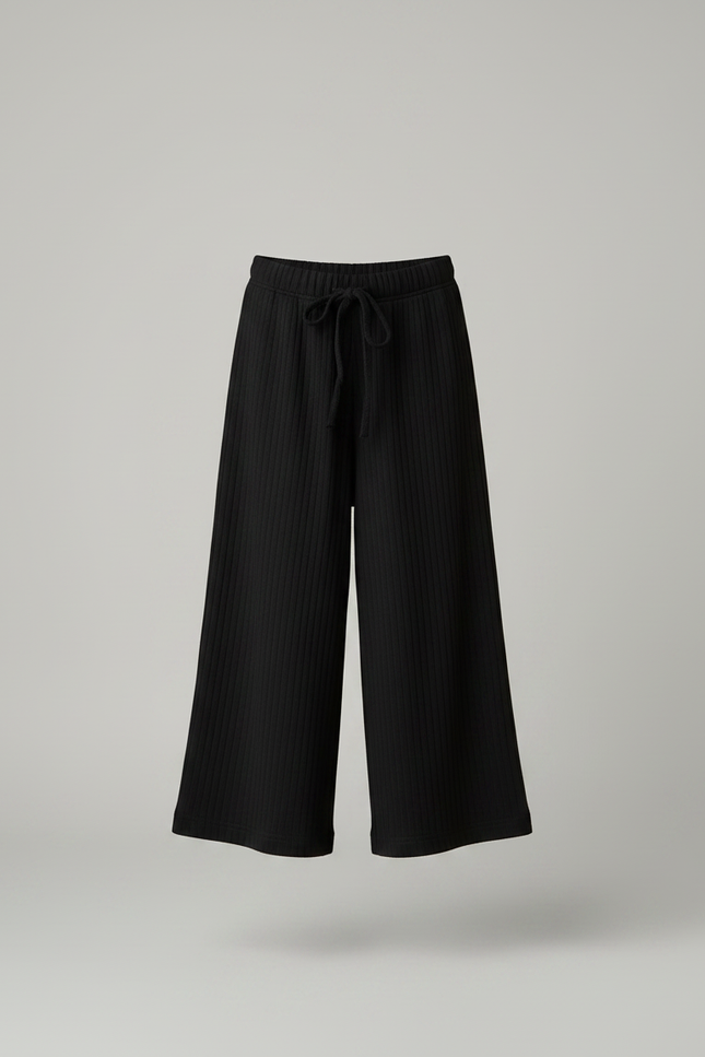 Pantalon Parachute Noir Côtelé Ample Décontracté Fille - Cordé - vue 3