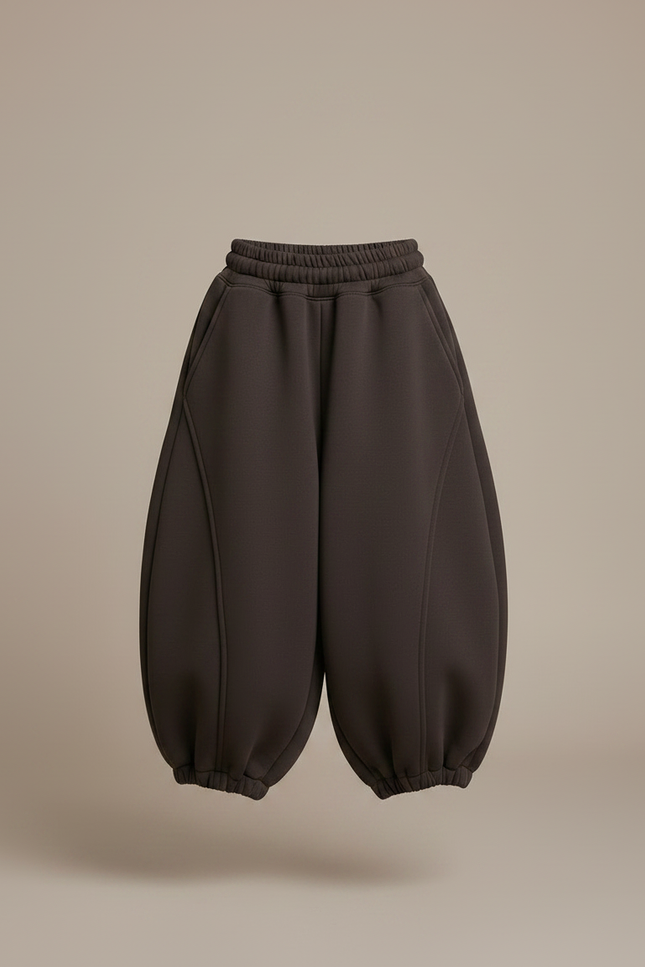 Pantalon Parachute Marron Ample Épais Enfants Hiver - Molleton - vue 3