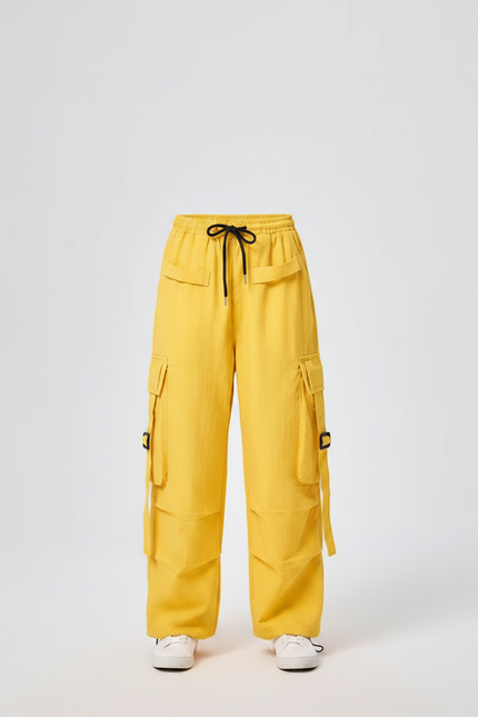 Pantalon Parachute Jaune Cargo Ample Enfant - Toile - vue 3